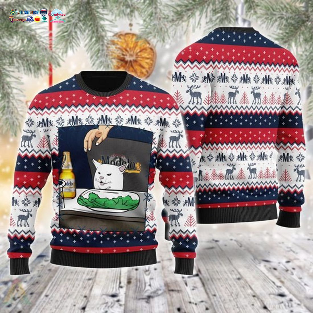 Modelo Cat Meme Ugly Christmas Sweater - Wow, cute pie