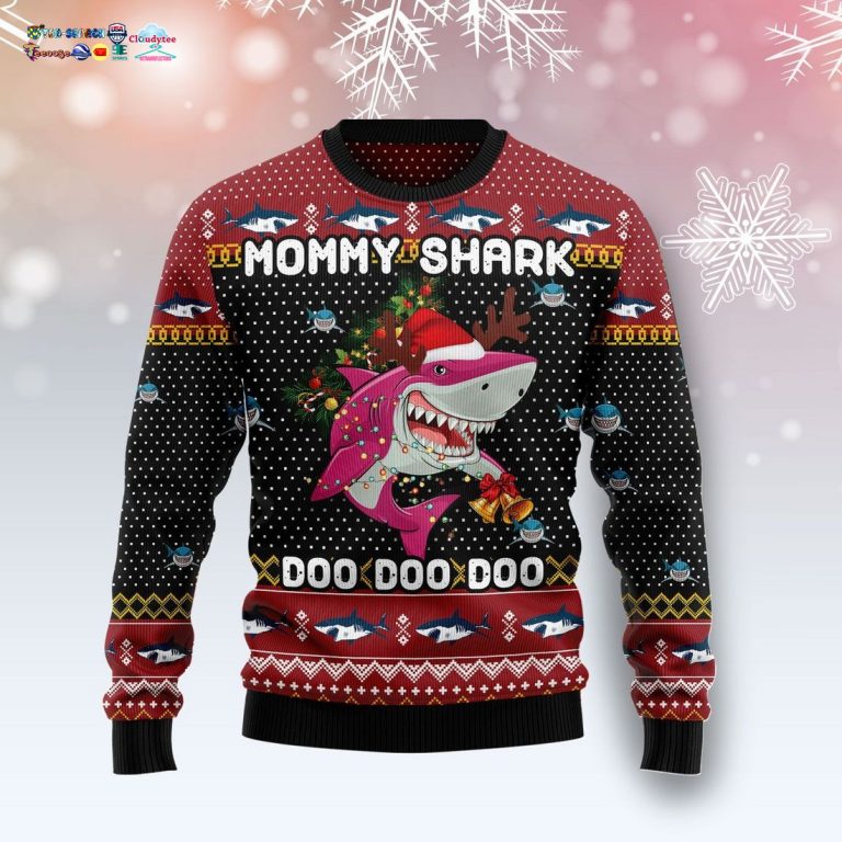 Mommy Shark Doo Doo Doo Ugly Christmas Sweater - Super sober