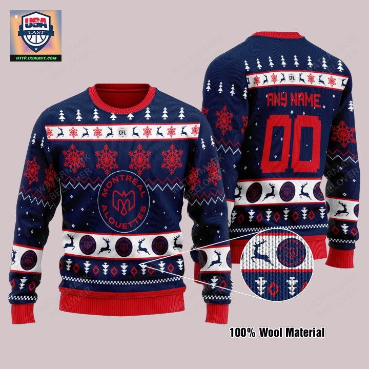 Montreal Alouettes Personalized Blue Ugly Christmas Sweater – Usalast
