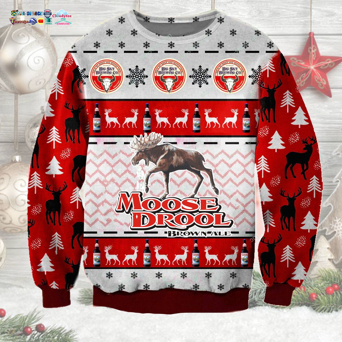 Moose Drool Ugly Christmas Sweater - Nice shot bro