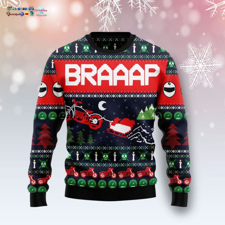 Motorbike Braaap Ugly Christmas Sweater - Super sober