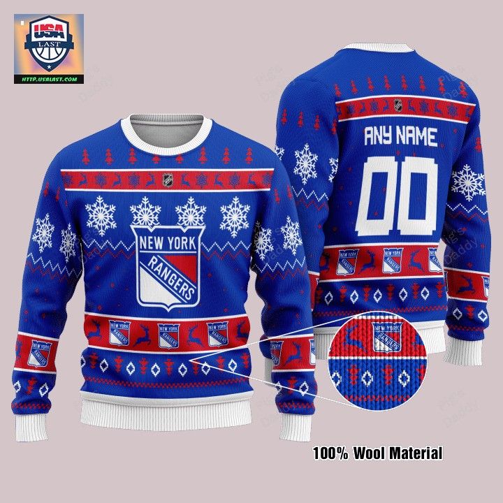New York Rangers Personalized Ugly Christmas Sweater - Unique and sober