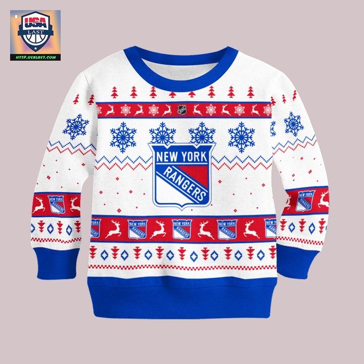 New York Rangers Personalized White Ugly Christmas Sweater - Unique and sober
