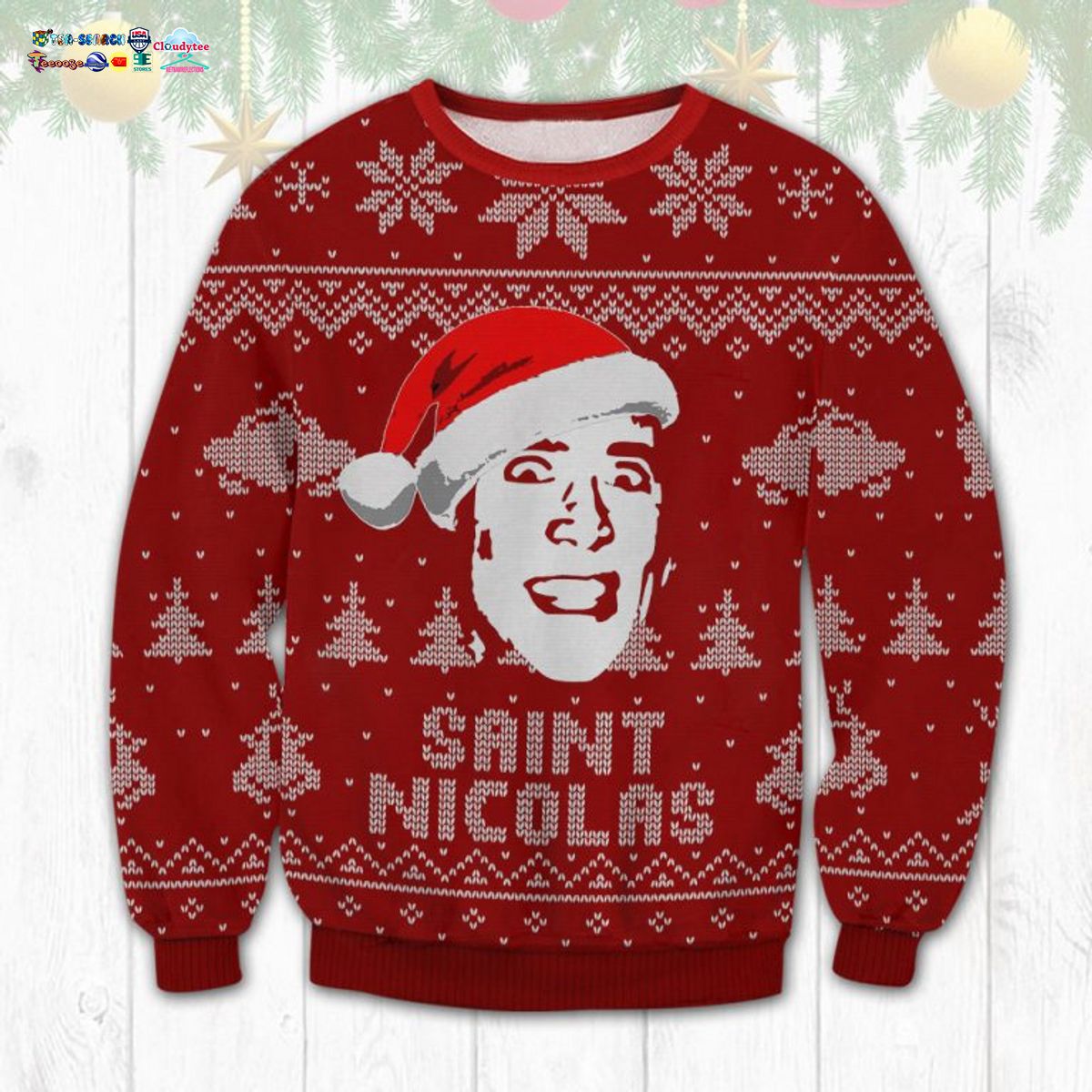 Nicolas Cage Saint Nicolas Ugly Christmas Sweater