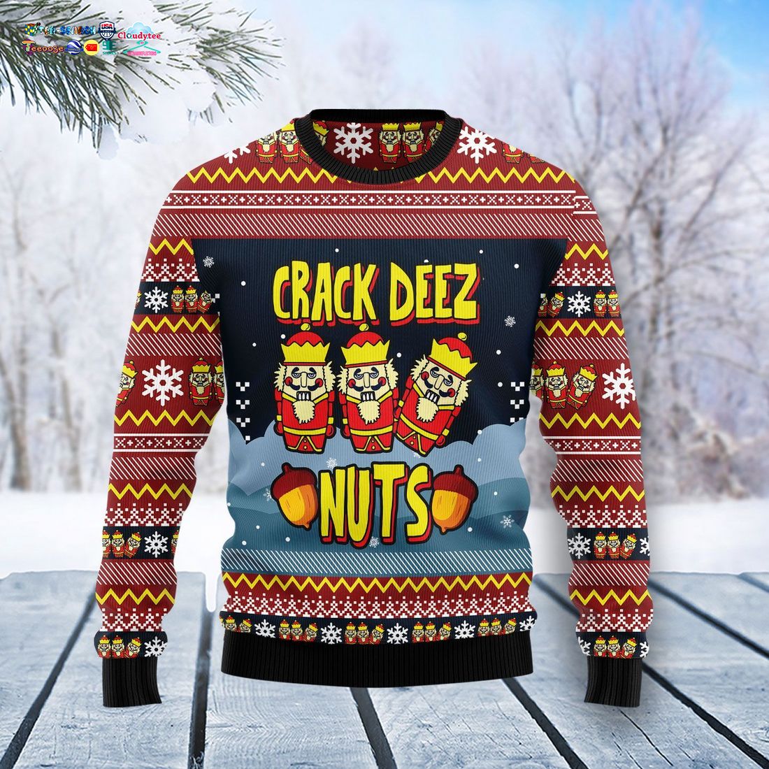 Nutcracker Crack Deez Nuts Ver 1 Ugly Christmas Sweater