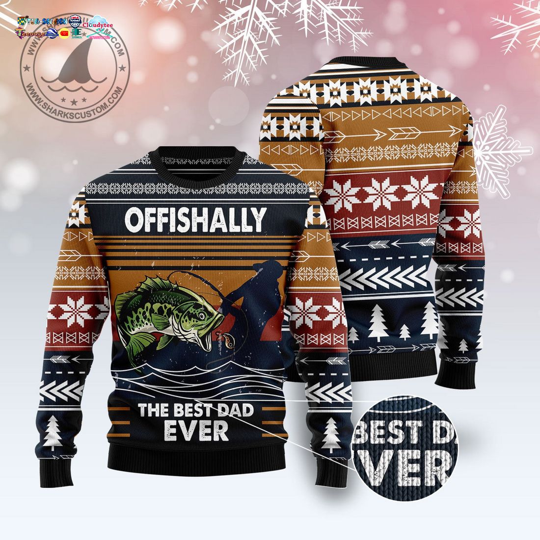 Offishally The Best Dad Ever Ugly Christmas Sweater - Such a charming picture.