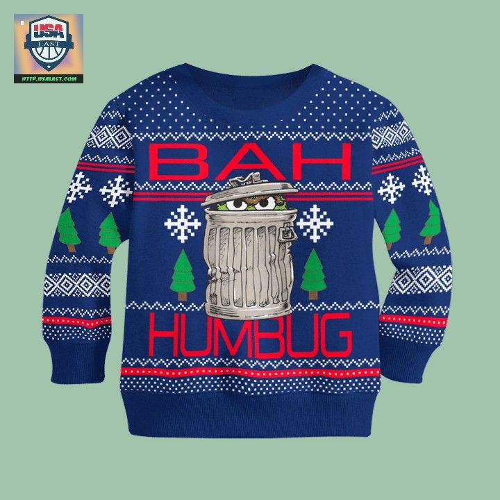 Oscar the Grouch Bah Humbug Ugly Christmas Sweater - Natural and awesome