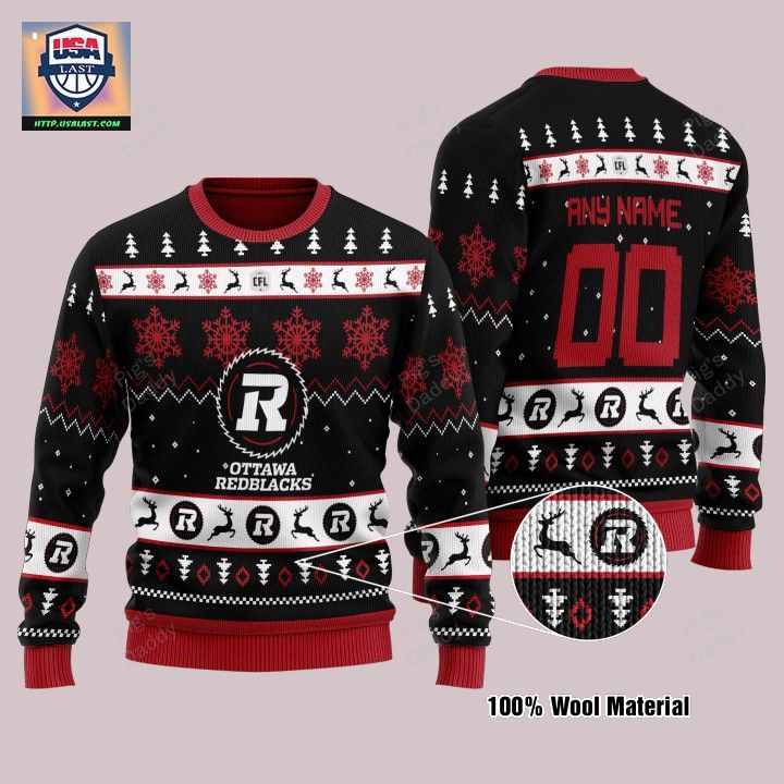 2022 NEW Ottawa Redblacks Personalized Black Ugly Christmas Sweater ...
