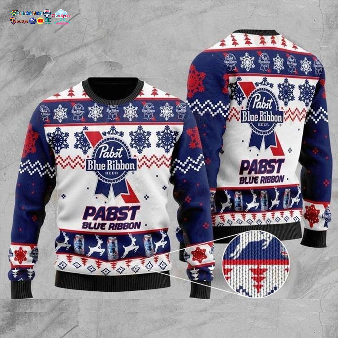 Pabst Blue Ribbon Ver 2 Ugly Christmas Sweater - Stand easy bro