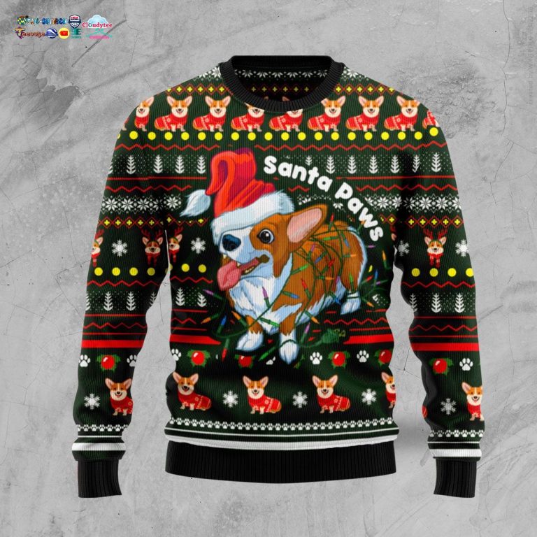 Pembroke Welsh Corgi Santa Paws Ugly Christmas Sweater - Loving click