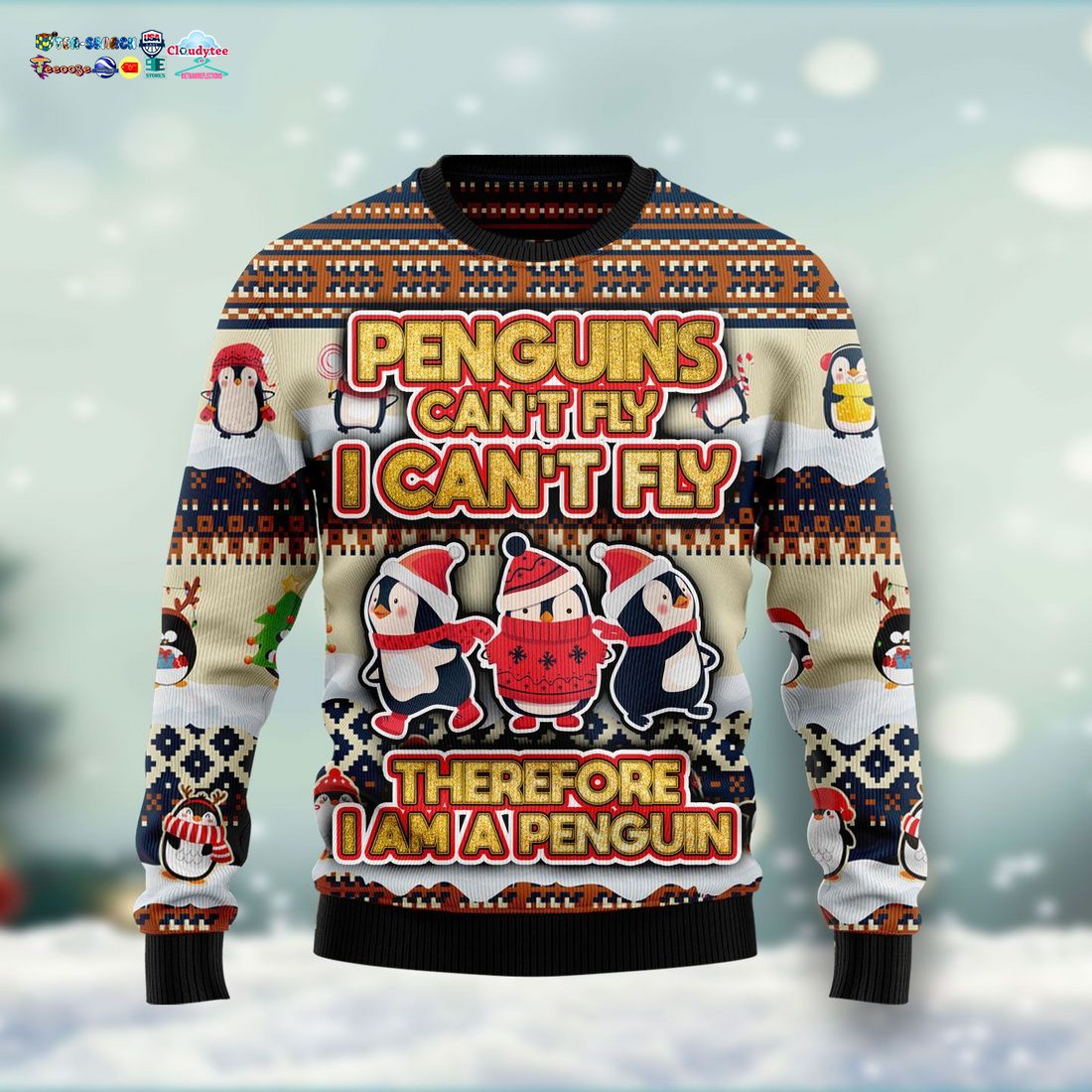 Penguins Can't Fly Ugly Christmas Sweater - Nice photo dude