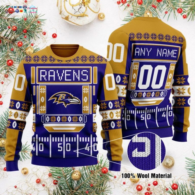 Personalized Baltimore Ravens Ugly Christmas Sweater - Cutting dash