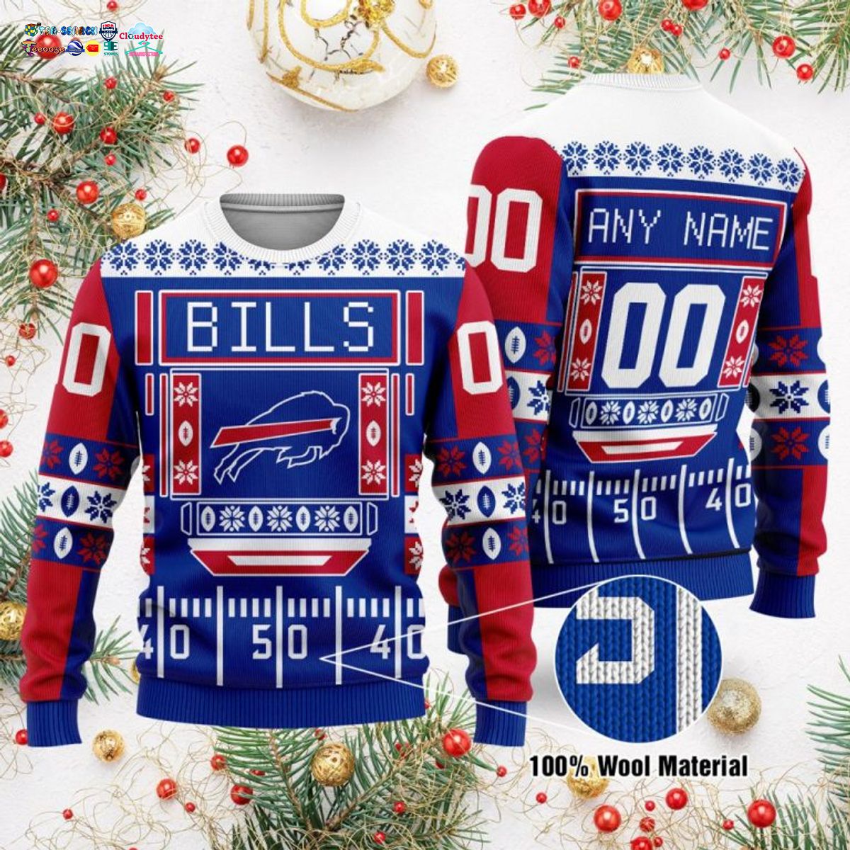 Personalized Buffalo Bills Ugly Christmas Sweater