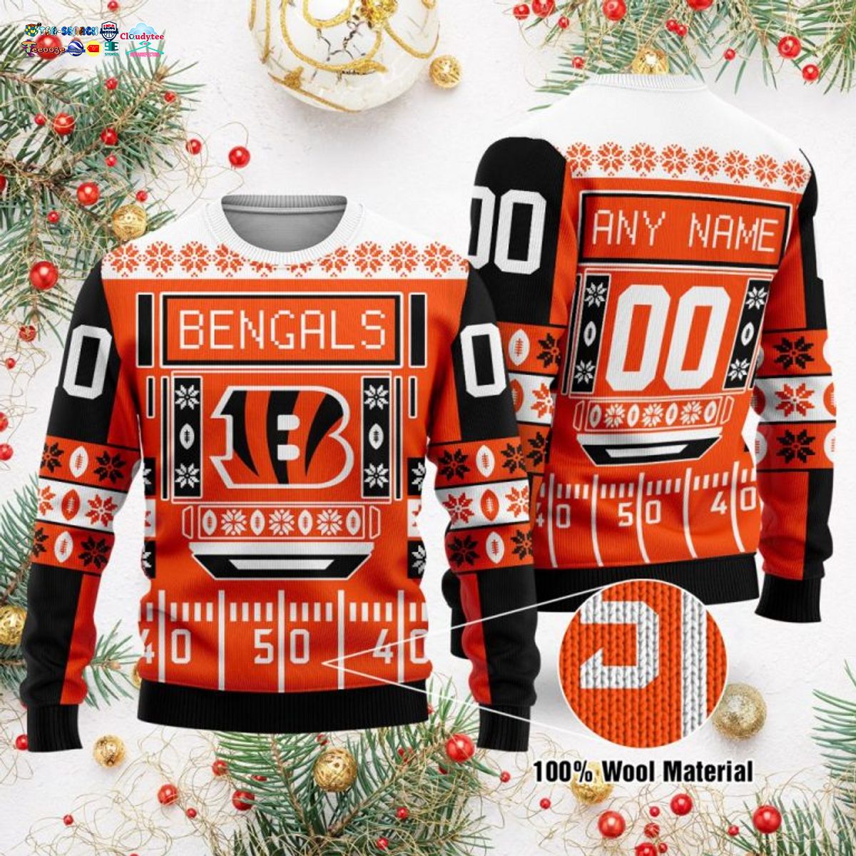 Personalized Cincinnati Bengals Ugly Christmas Sweater