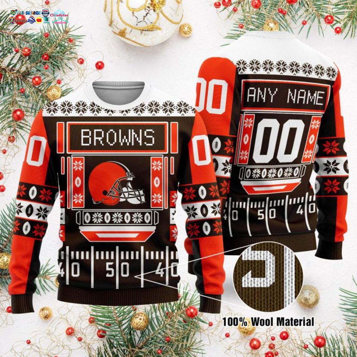 Personalized Cleveland Browns Ugly Christmas Sweater