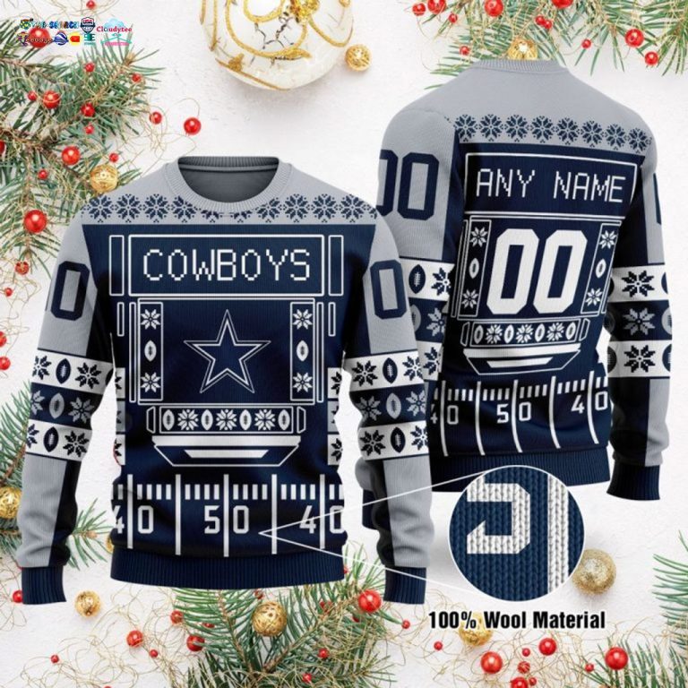 Personalized Dallas Cowboys Ugly Christmas Sweater - Royal Pic of yours