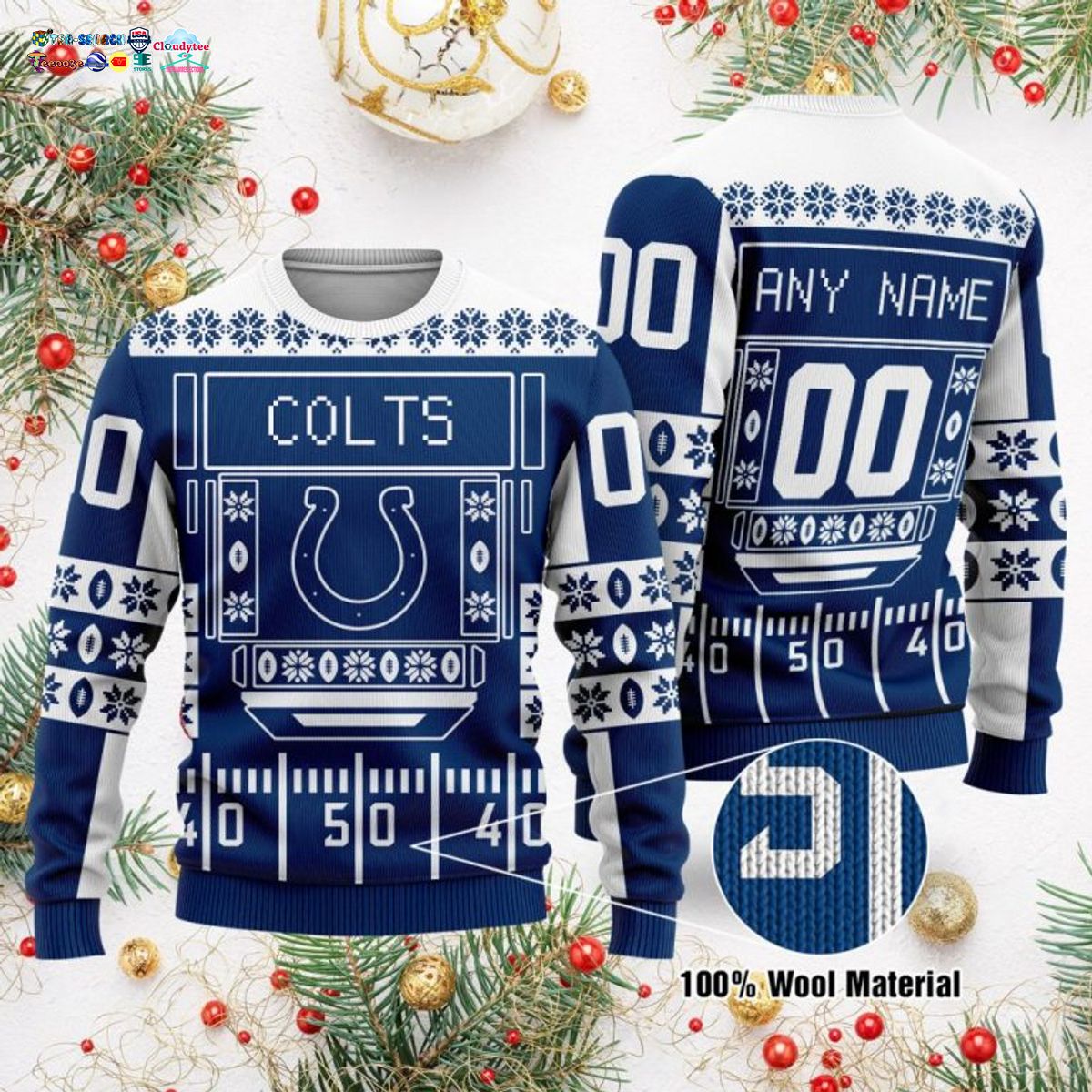 Personalized Indianapolis Colts Ugly Christmas Sweater