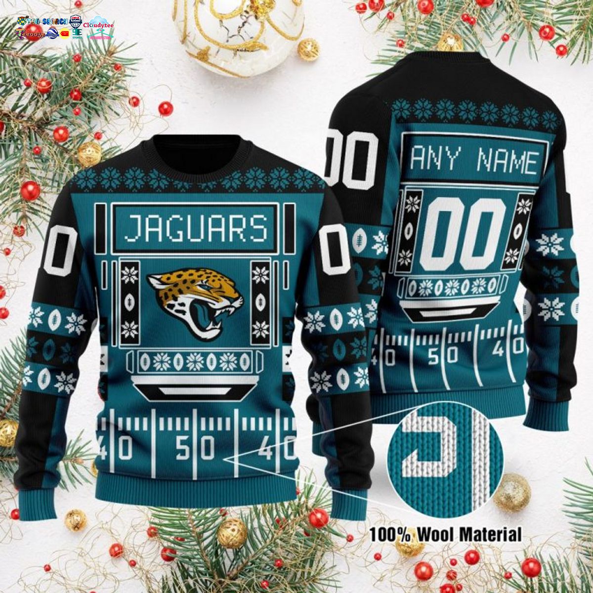 Personalized Jacksonville Jaguars Ugly Christmas Sweater