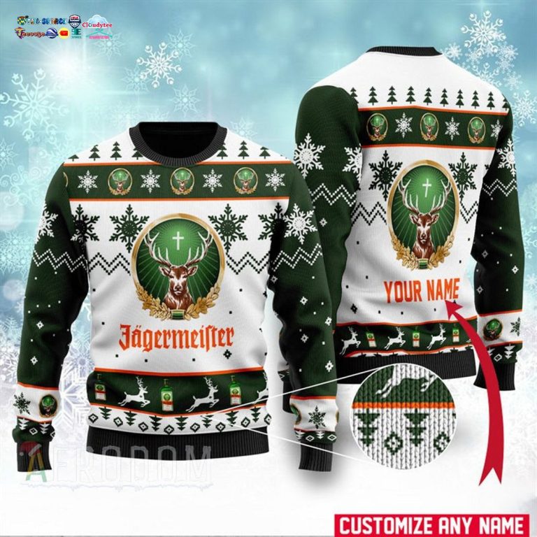 Personalized Jagermeister Ugly Christmas Sweater - Super sober