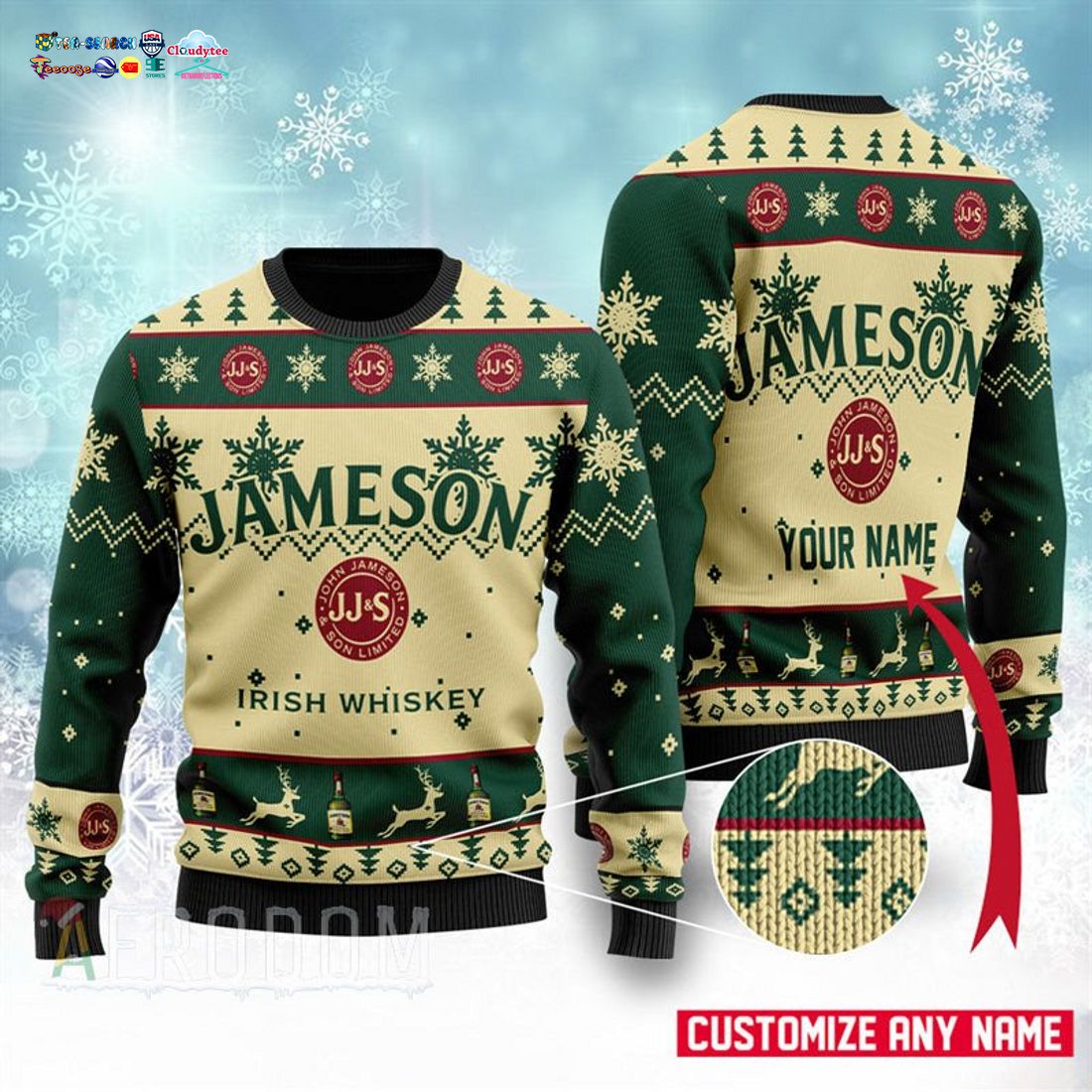 Personalized Jameson Irish Whiskey Ver 1 Ugly Christmas Sweater