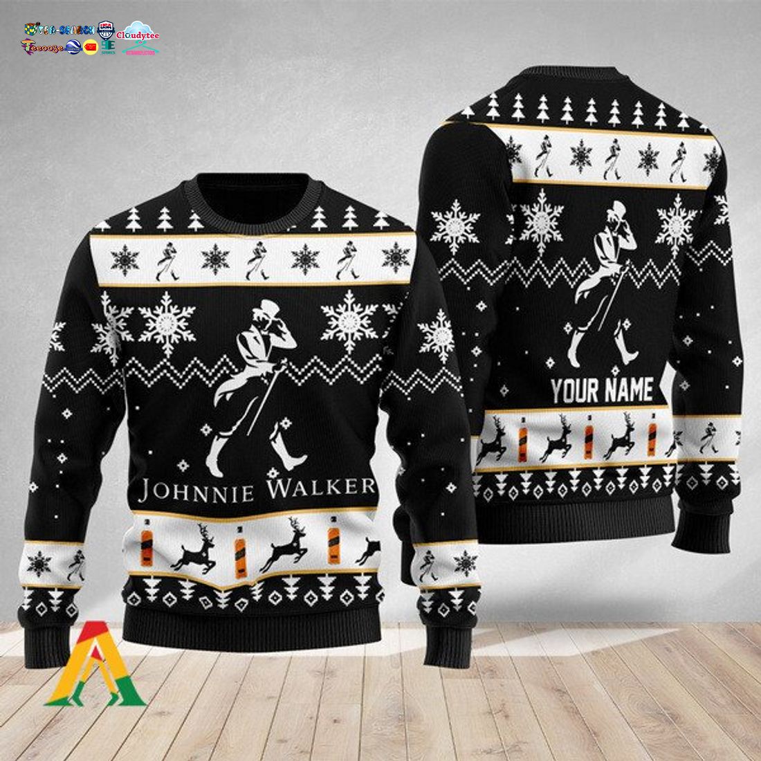 Personalized Johnnie Walker Ugly Christmas Sweater
