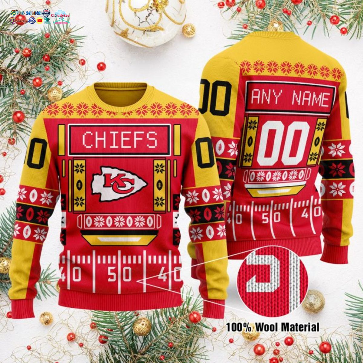 Personalized Kansas City Chiefs Ugly Christmas Sweater