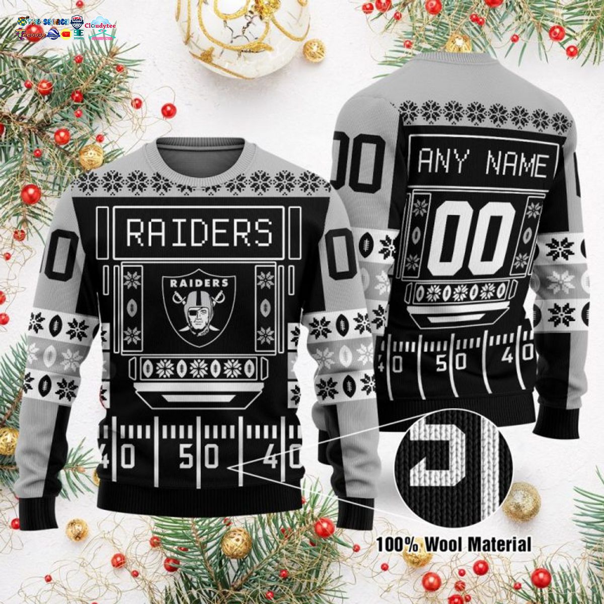 Personalized Las Vegas Raiders Ugly Christmas Sweater