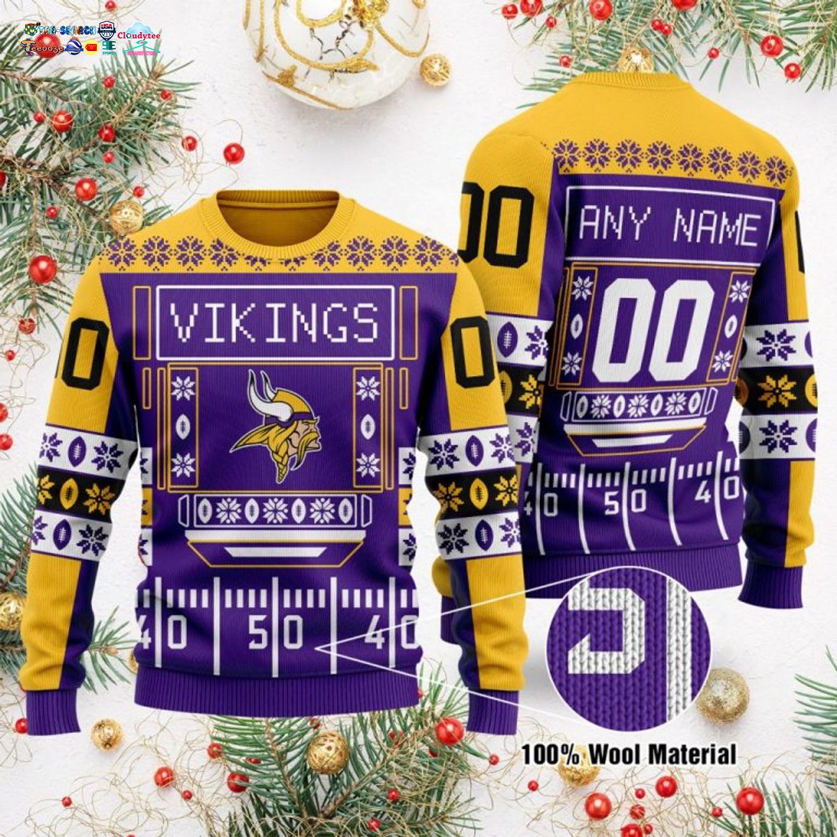 Personalized Minnesota Vikings Ugly Christmas Sweater