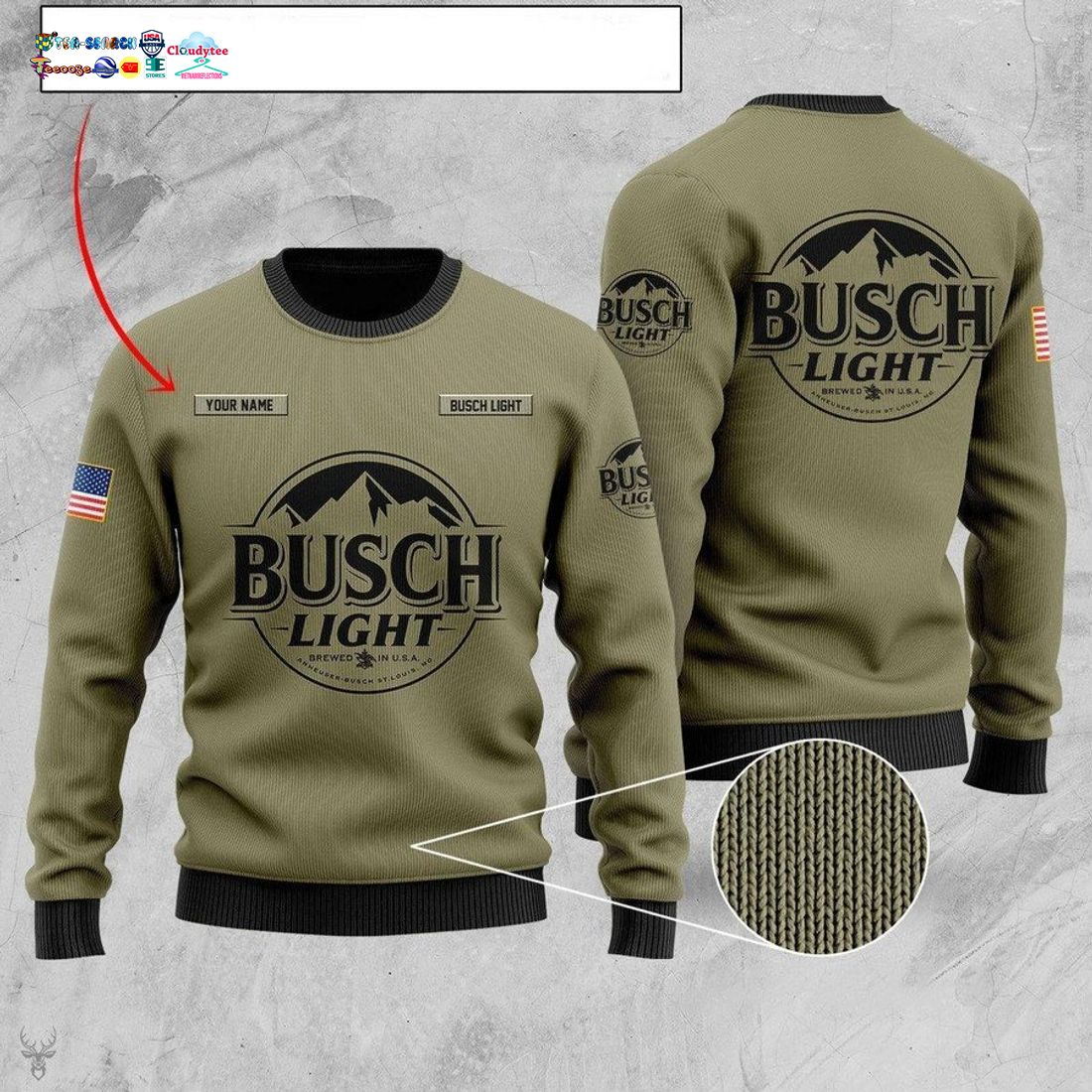 Personalized Name Busch Light Ver 3 Ugly Christmas Sweater