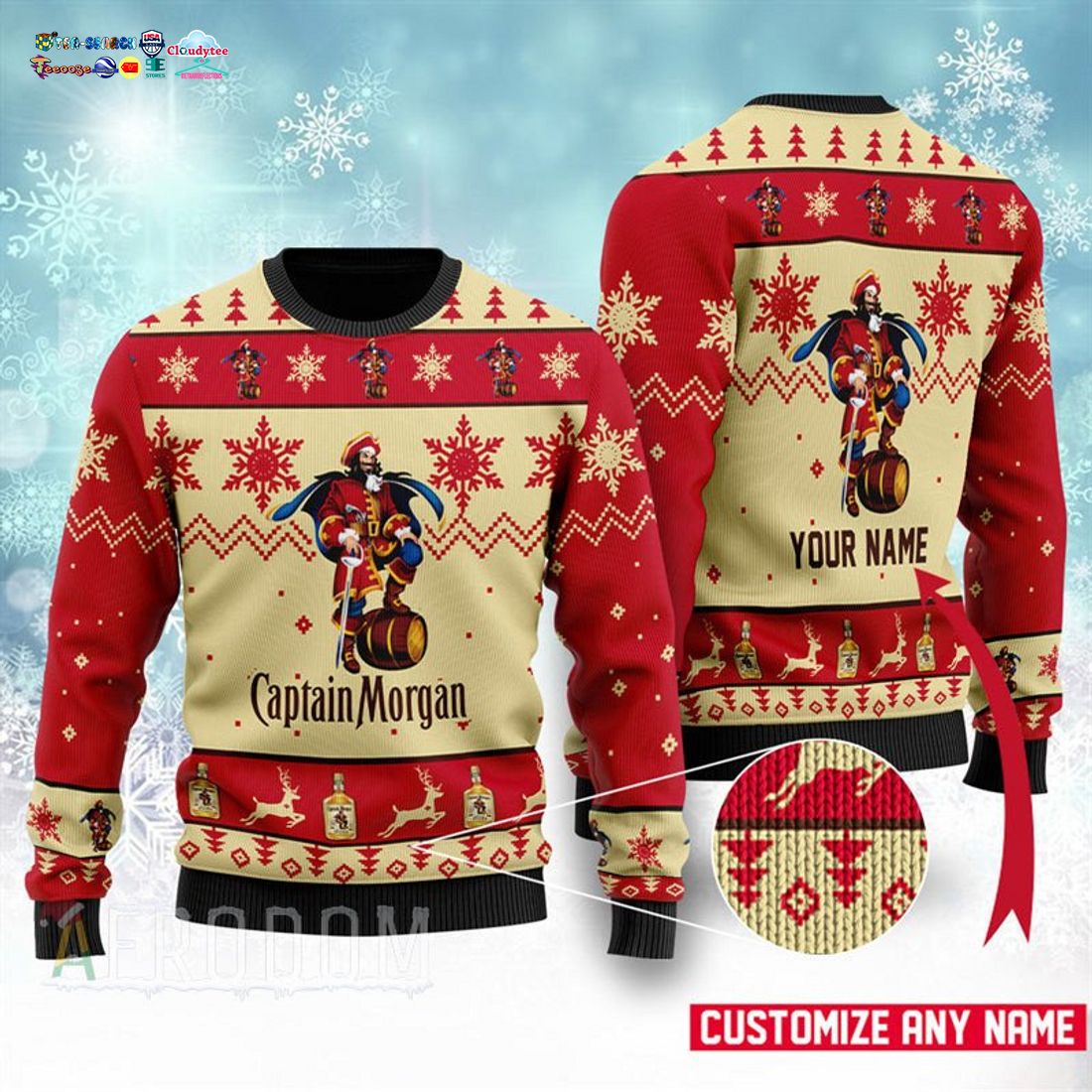 Personalized Name Captain Morgan Ver 1 Ugly Christmas Sweater