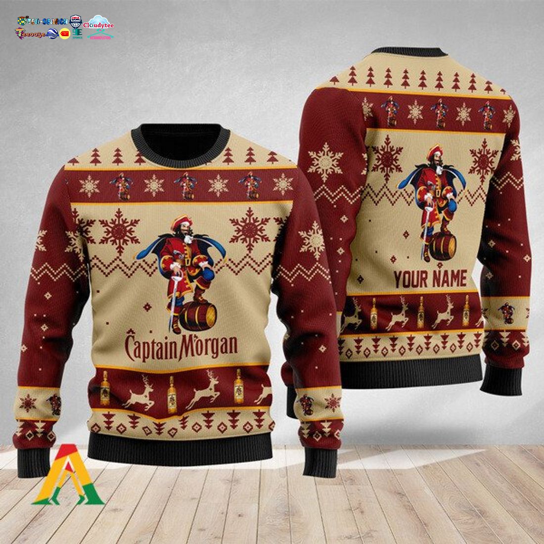 Personalized Name Captain Morgan Ver 2 Ugly Christmas Sweater