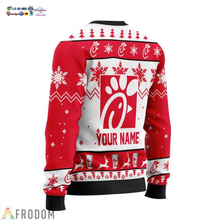 Personalized Name Chick-Fil-A Ugly Christmas Sweater - Our hard working soul