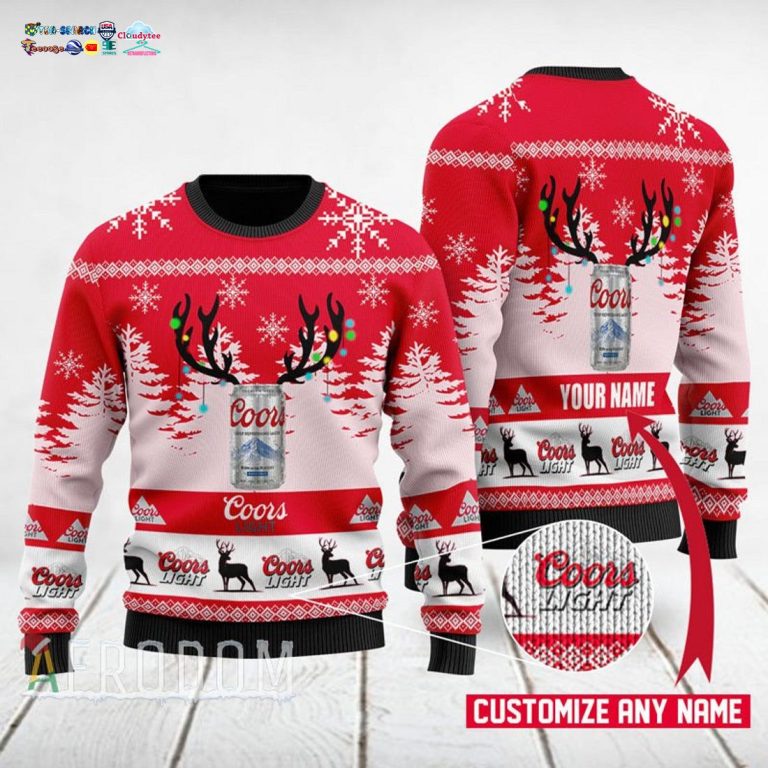 Personalized Name Coors Light Ugly Christmas Sweater - Trending picture dear