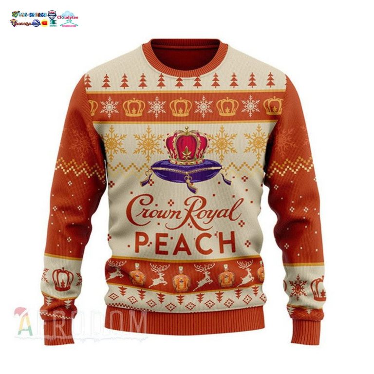 Personalized Name Crown Royal Peach Ugly Christmas Sweater