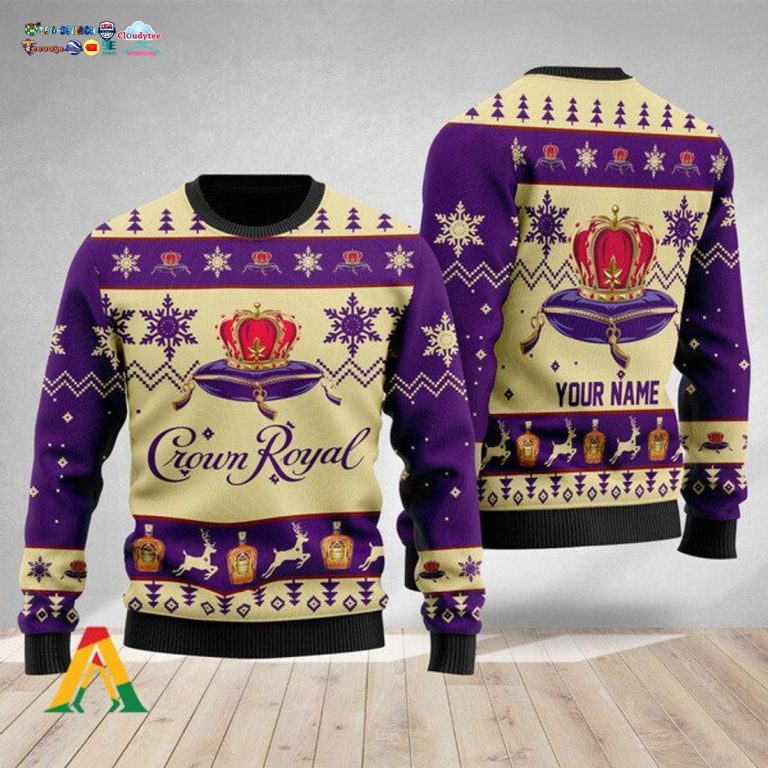 Personalized Name Crown Royal Ugly Christmas Sweater - Cutting dash