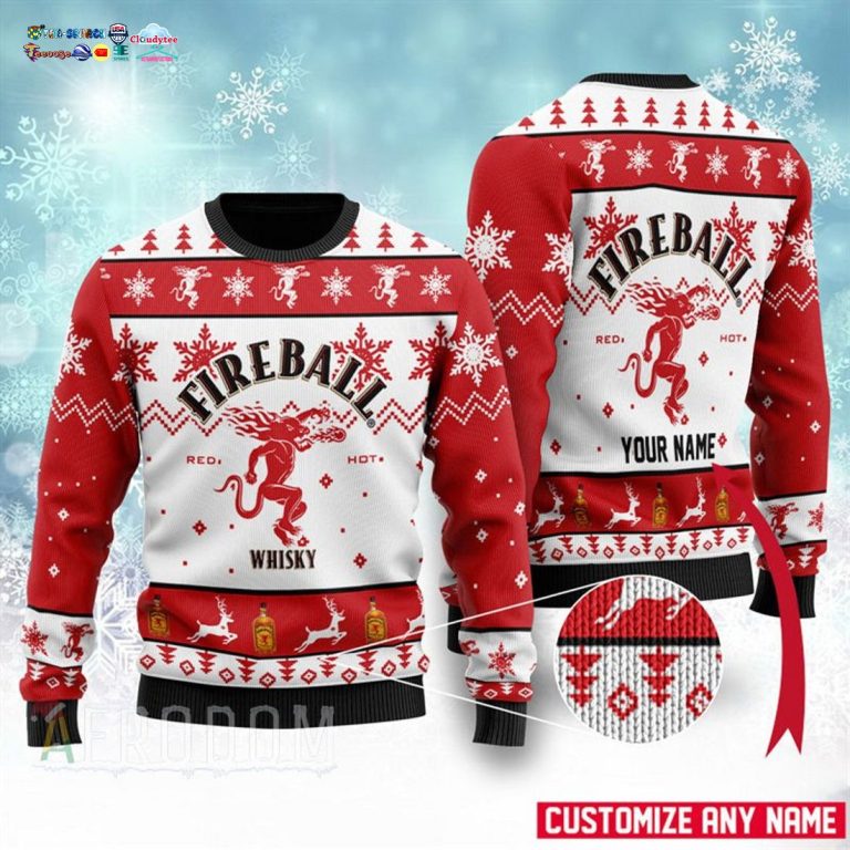 Personalized Name Fireball Ver 1 Ugly Christmas Sweater - Speechless