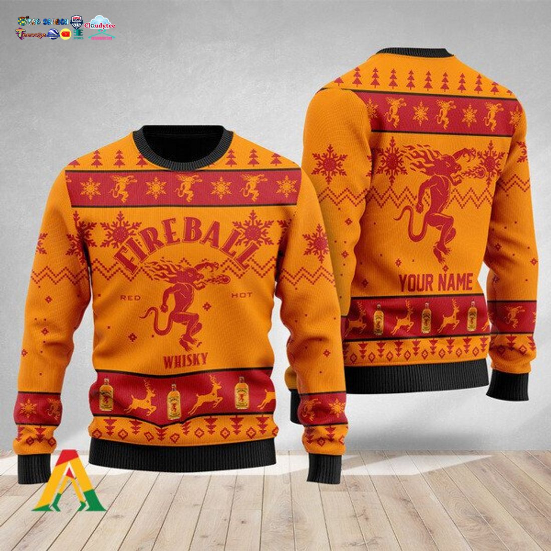 Personalized Name Fireball Ver 2 Ugly Christmas Sweater
