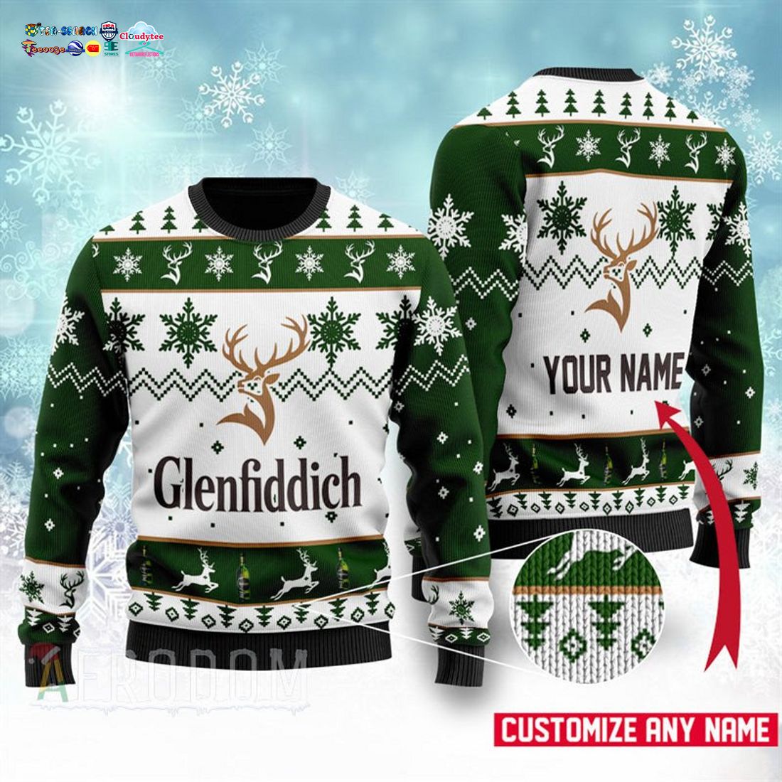Personalized Name Glenfiddich Ugly Christmas Sweater - Heroine