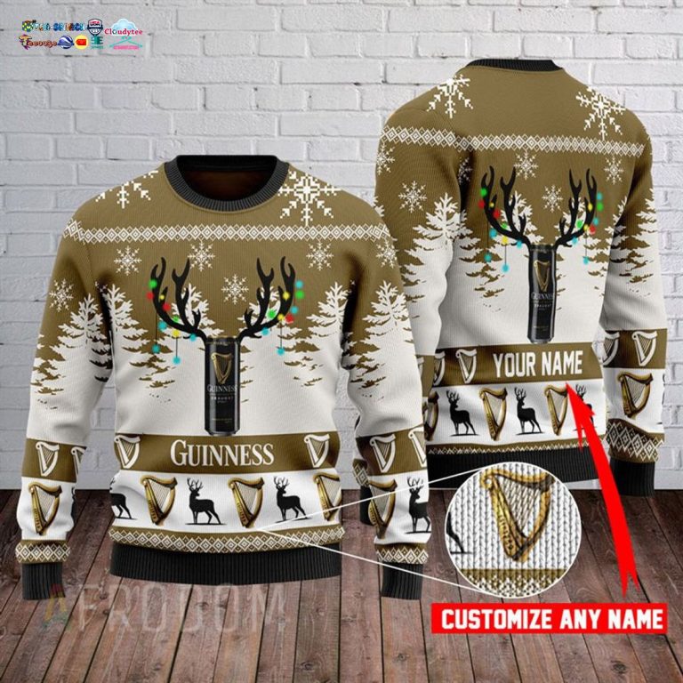 Personalized Name Guinness Ver 1 Ugly Christmas Sweater - Super sober
