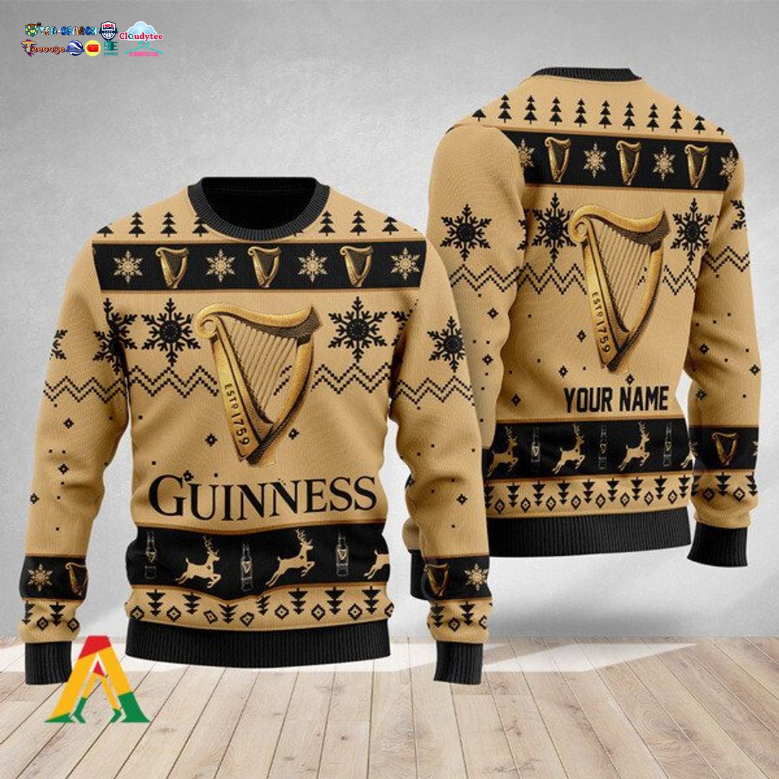 Personalized Name Guinness Ver 2 Ugly Christmas Sweater - Stand easy bro