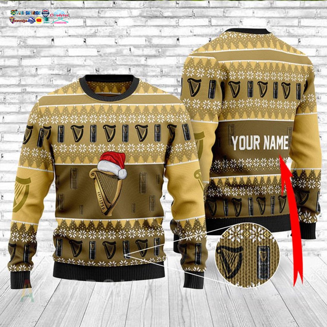 Personalized Name Guinness Ver 2 Ugly Christmas Sweater - Loving, dare I say?