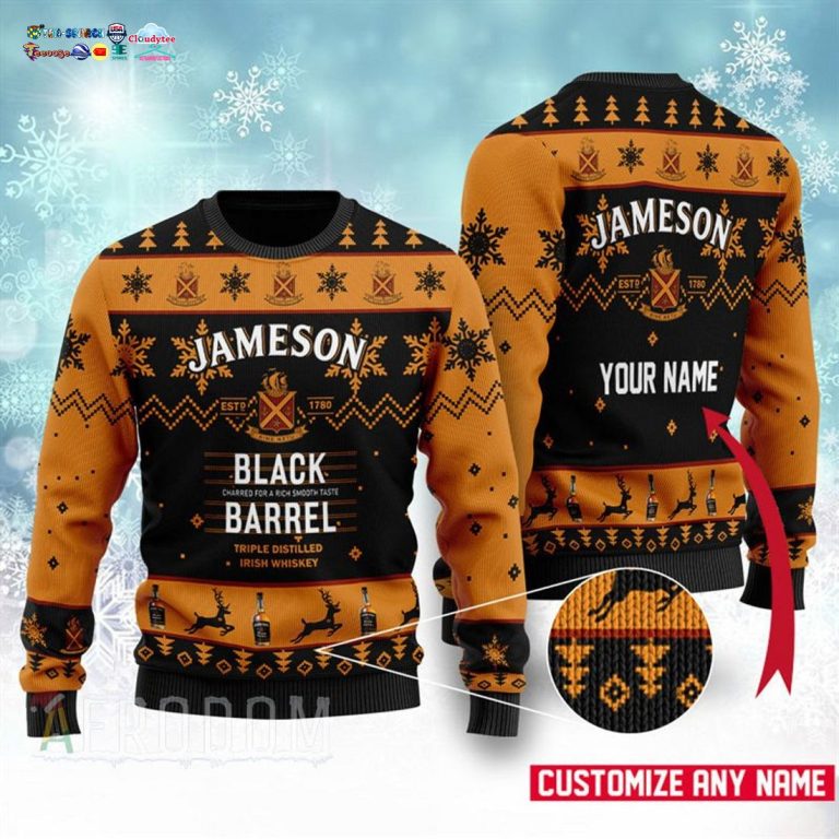 Personalized Name Jameson Black Barrel Ugly Christmas Sweater - Good look mam