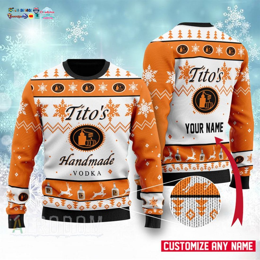 Personalized Name Tito’s Handmade Vodka Ver 1 Ugly Christmas Sweater