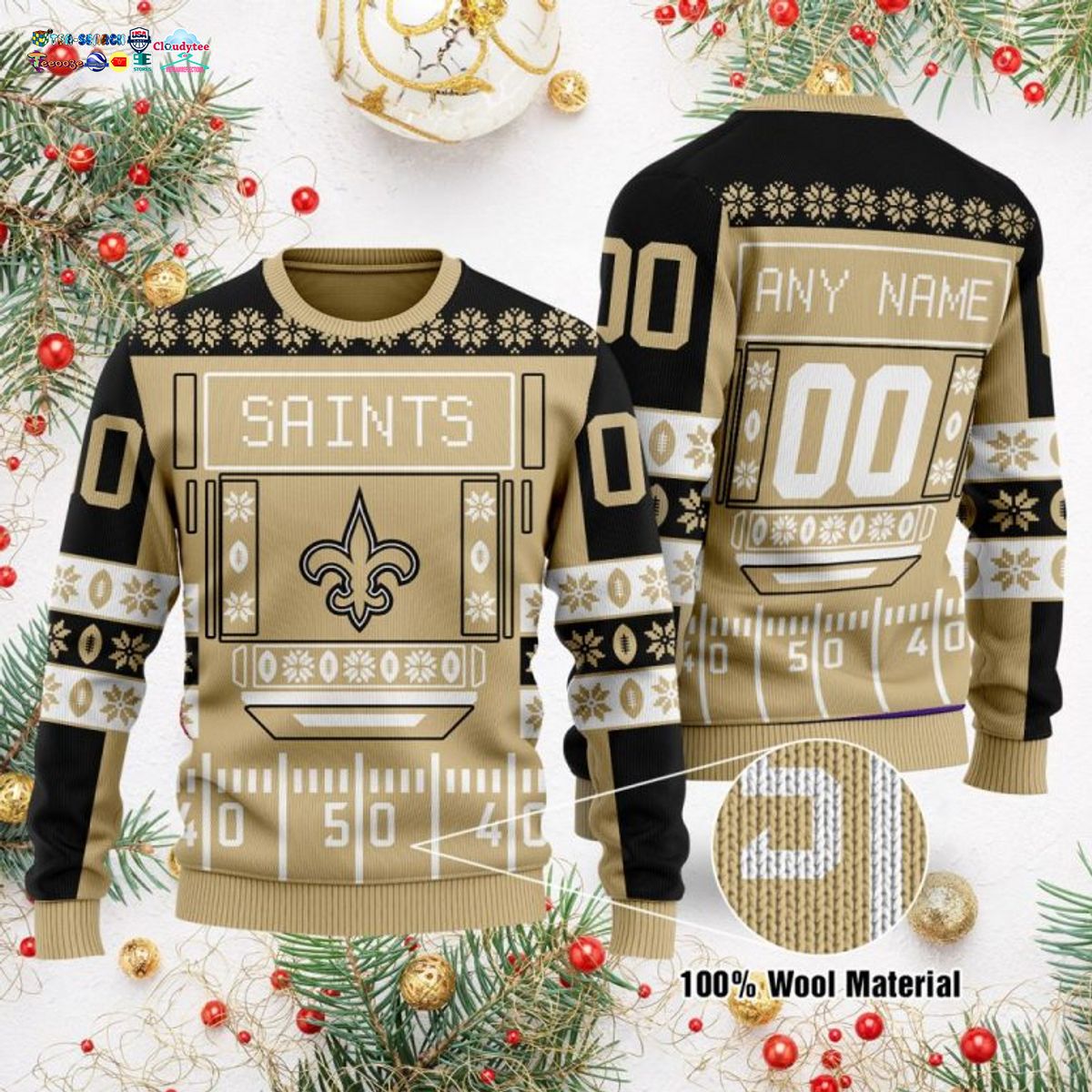 Personalized New Orleans Saints Ugly Christmas Sweater