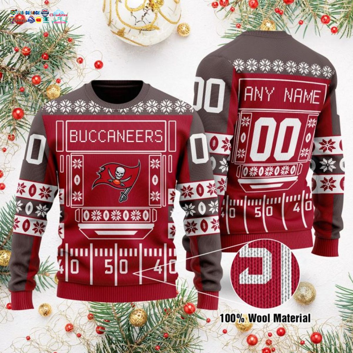 Personalized Tampa Bay Buccaneers Ugly Christmas Sweater