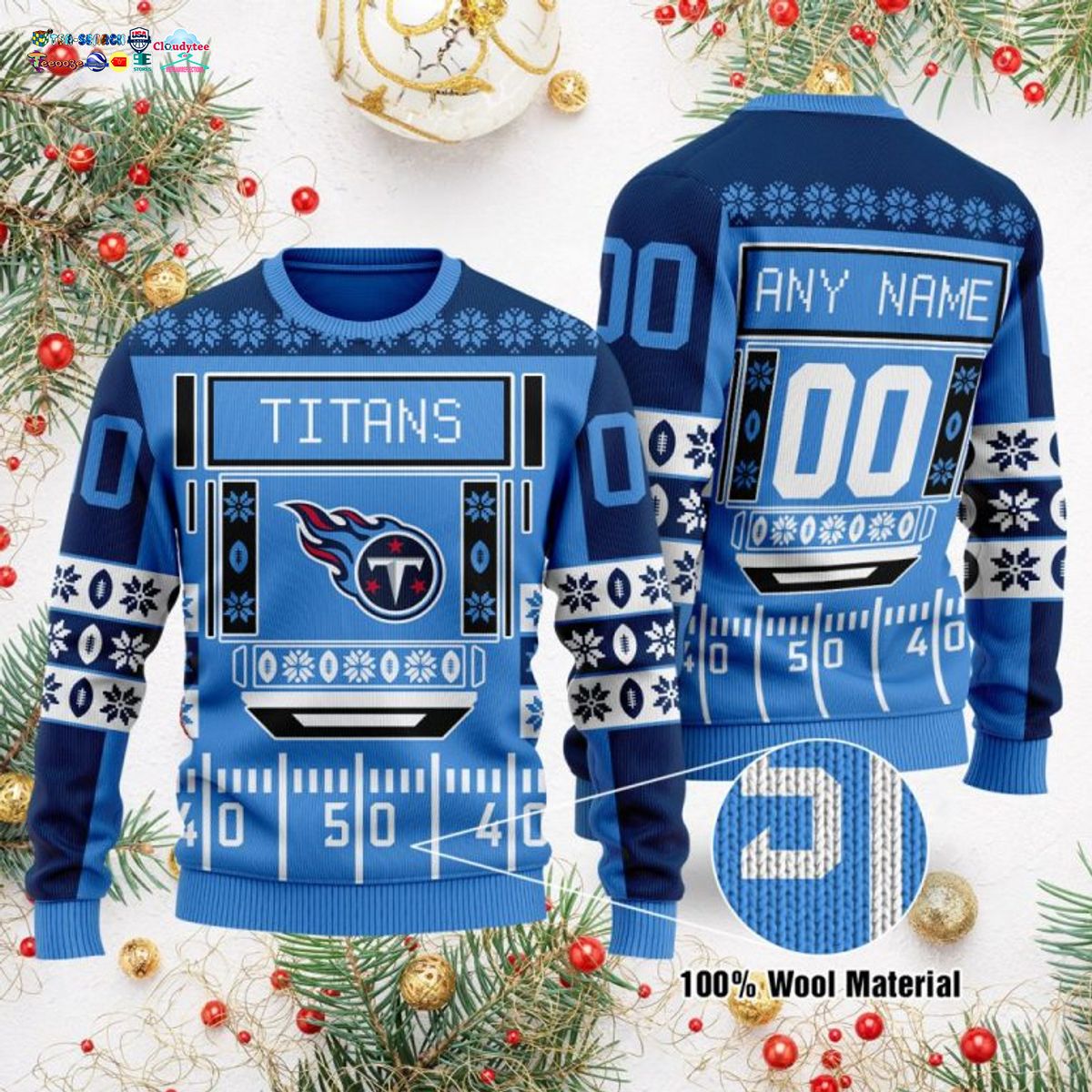 Personalized Tennessee Titans Ugly Christmas Sweater