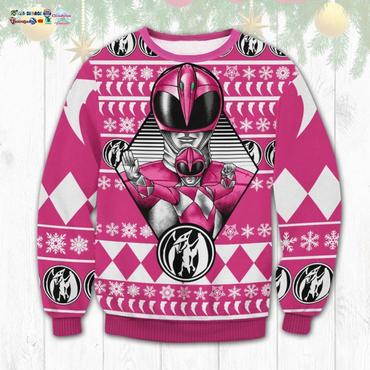 Pink Power Rangers Ugly Christmas Sweater - You look cheerful dear