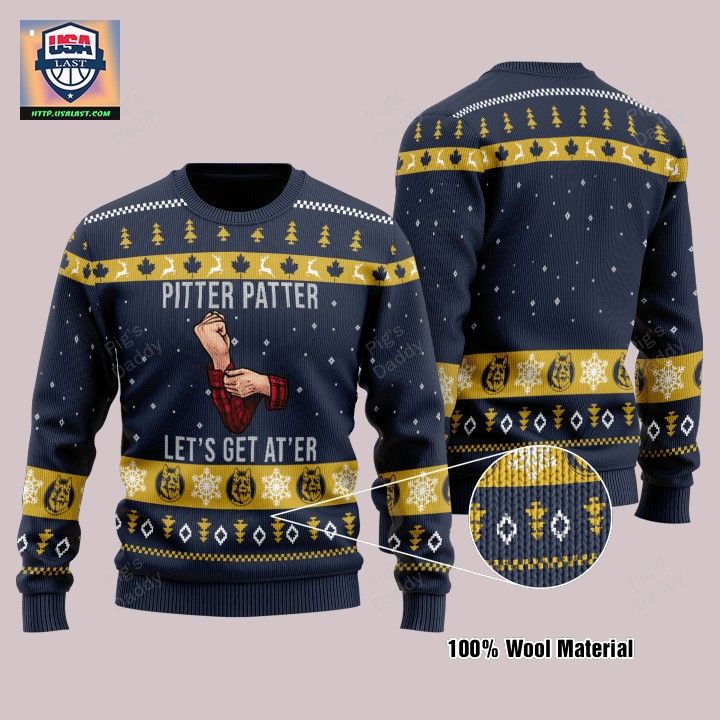 Pitter Patter Let’s Get At’Er Navy Ugly Christmas Sweater – Usalast