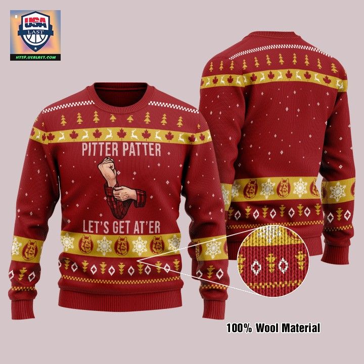 Pitter Patter Let’s Get At’Er Red Ugly Christmas Sweater – Usalast