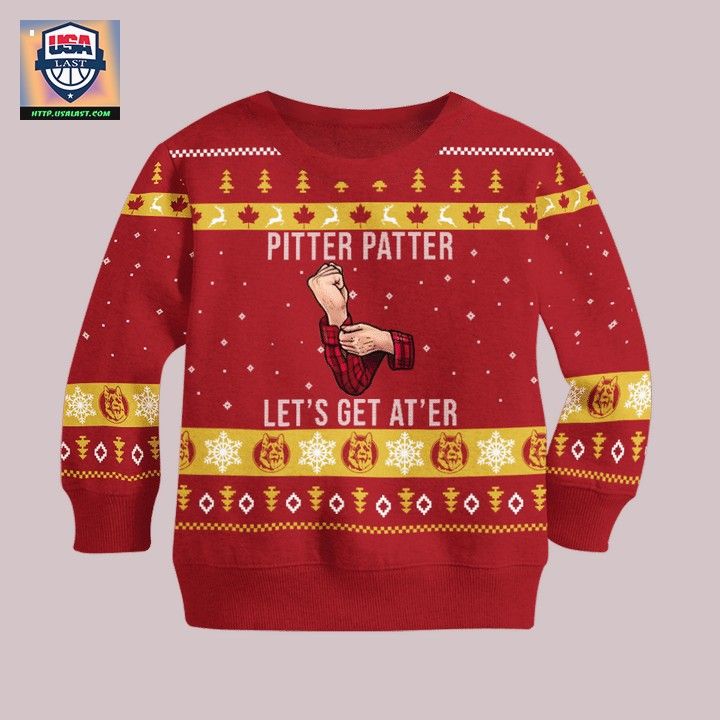 Pitter Patter Let's Get At'Er Red Ugly Christmas Sweater - Wow, cute pie